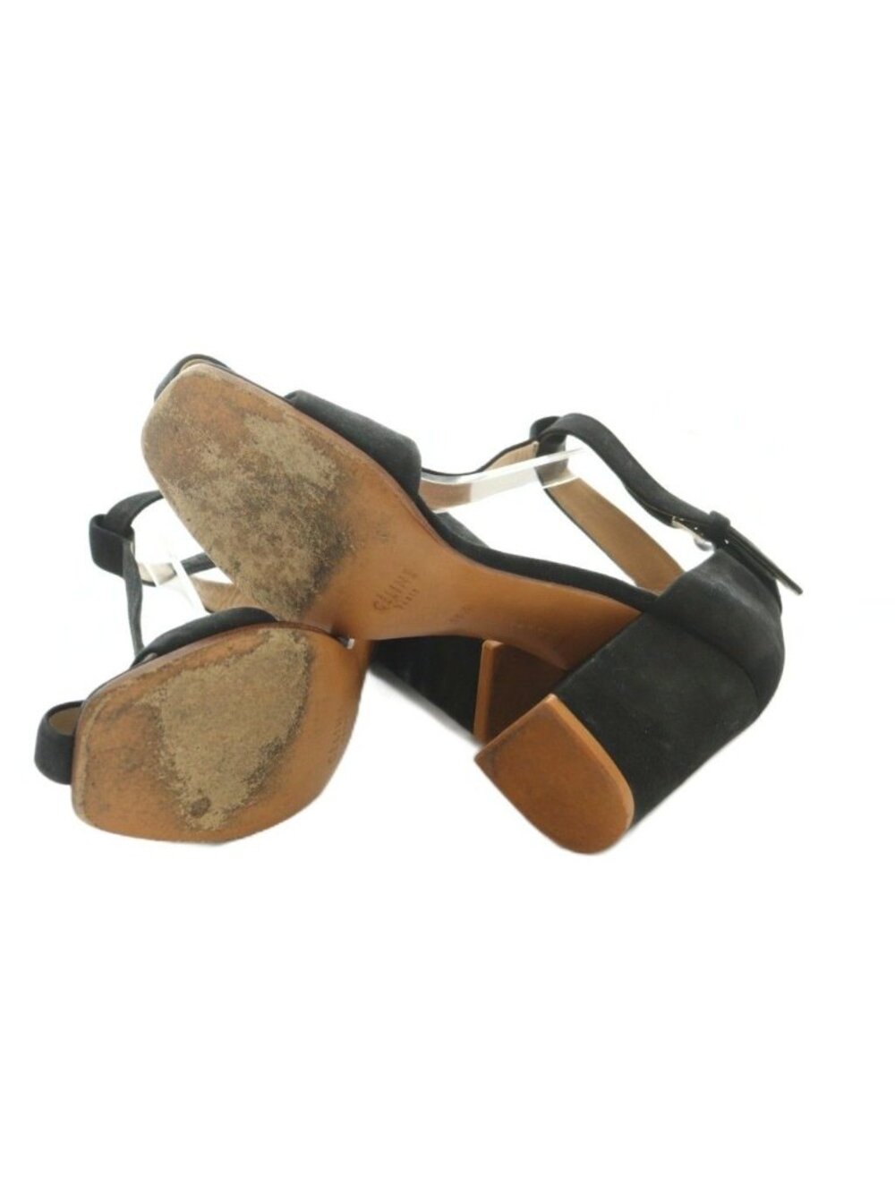 Celine Sandals Square Toe Block Heel Suede Black 36.5 - Picture 6 of 9